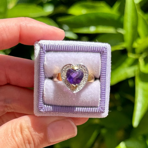 Vintage 14k amethyst and diamond ring with matching pendant - Picture 13 of 13